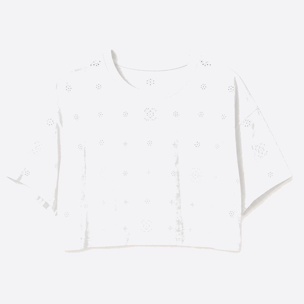 シャネル 26P ホワイト 透かし刺繍 オーバーTシャツ