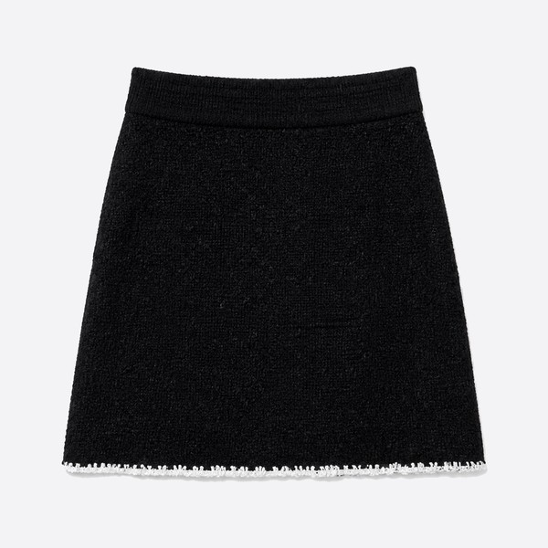 シャネル 26P ブラック クロシェトリム ニットスカート