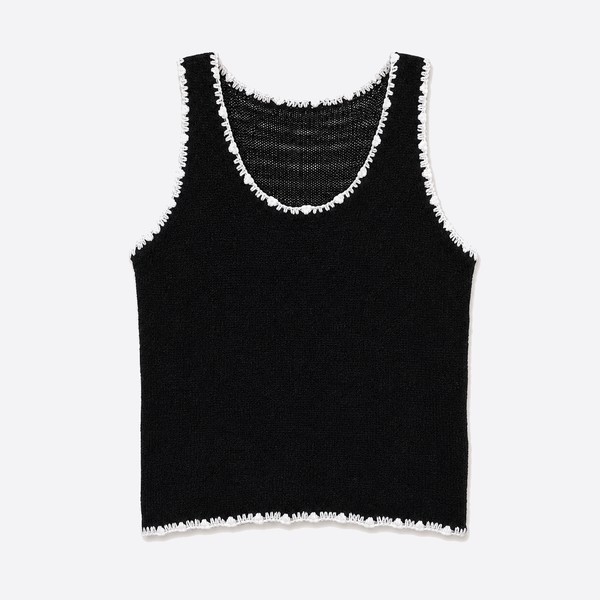 シャネル 26P ブラック クロシェトリム ニットタンクトップ