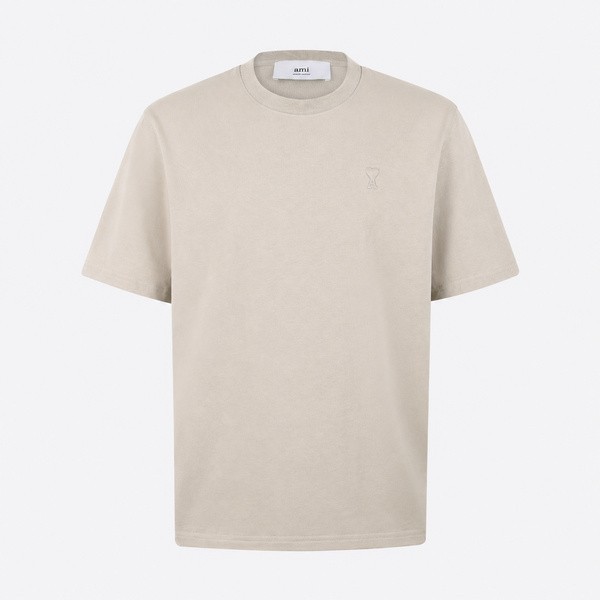アミ パリス 型押し アミ・ド・クール コットン Tシャツ トープベージュ UTS341.726-A036