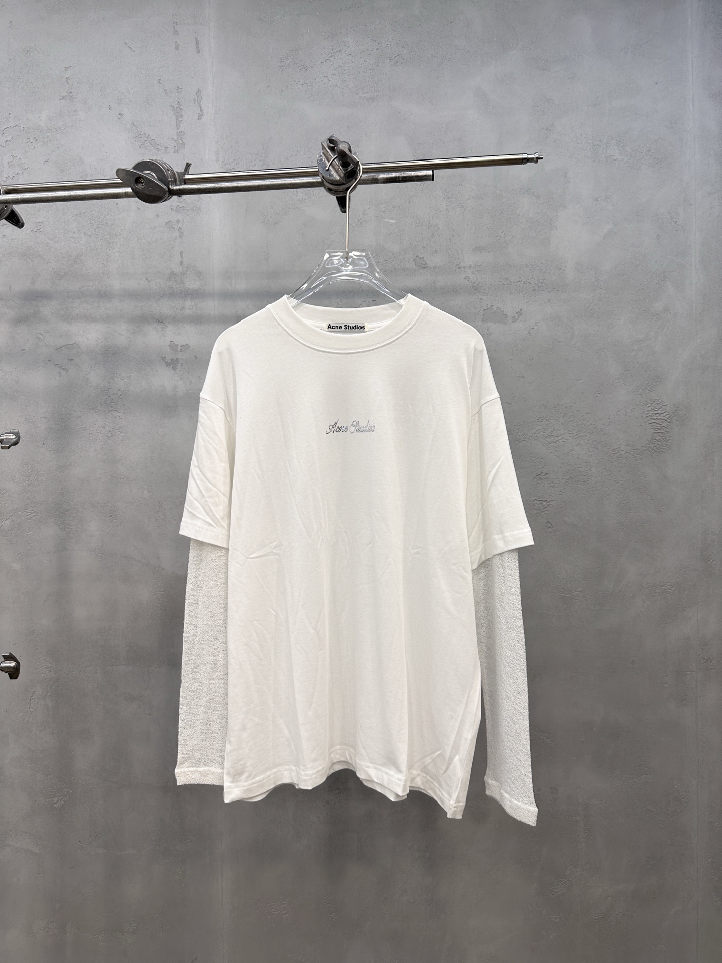 アクネ ストゥディオズ フェイクレイヤード長袖Tシャツ ホワイト/グレー 詳細画像 1