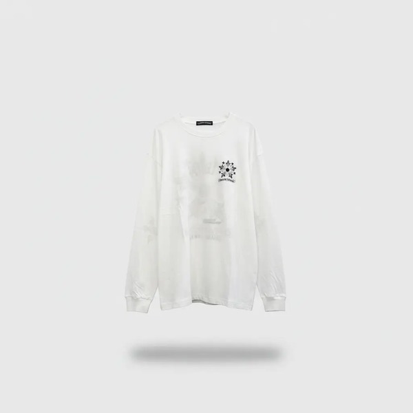クロムハーツ スタープリント リネンコットン 長袖Tシャツ ホワイト