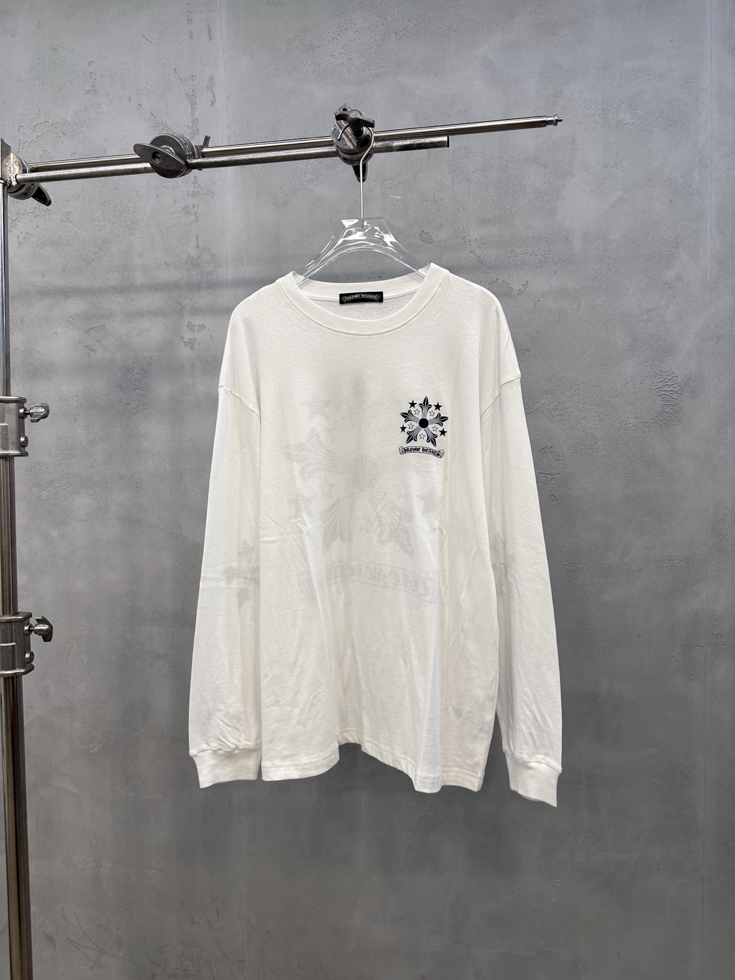 クロムハーツ スタープリント リネンコットン 長袖Tシャツ ホワイト 詳細画像 1