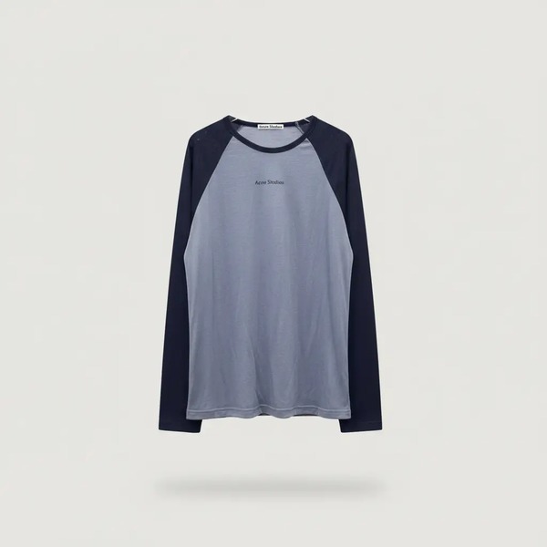 アクネ ストゥディオズ ラグラン長袖Tシャツ グレー×ネイビー