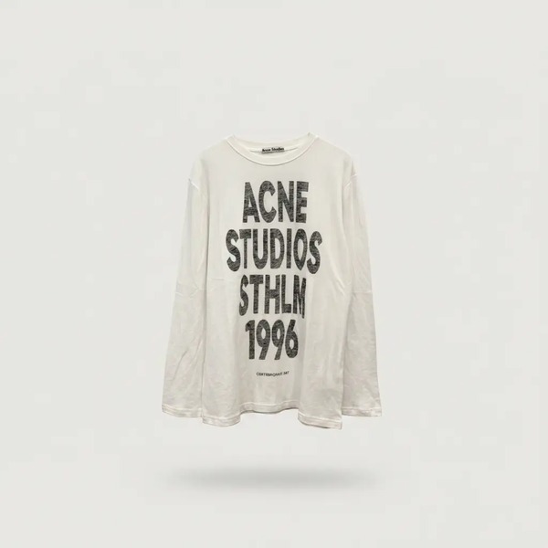 アクネ ストゥディオズ ロゴプリント ロングスリーブTシャツ オフホワイト