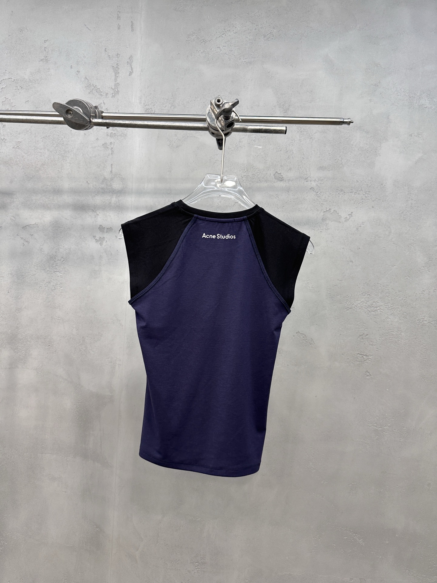 アクネ ストゥディオズ カラーブロック ラグラン ウールモダール ノースリーブTシャツ ネイビー/ブラック 詳細画像 3