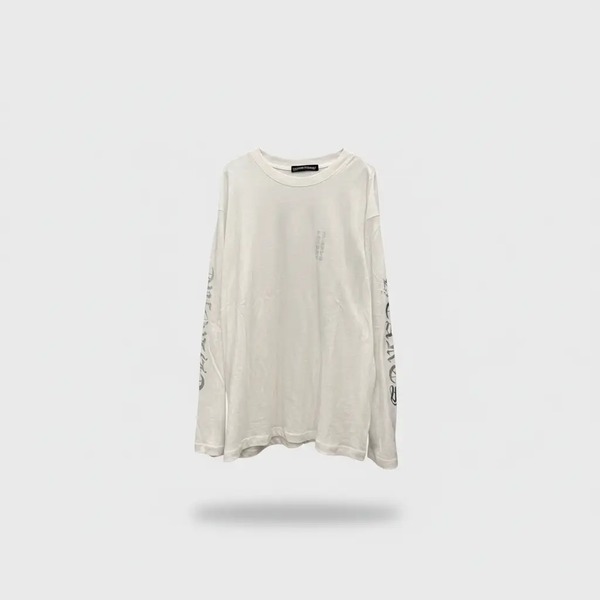 クロムハーツ シルバーフォイルプリント ウォッシュド ロングスリーブTシャツ ホワイト