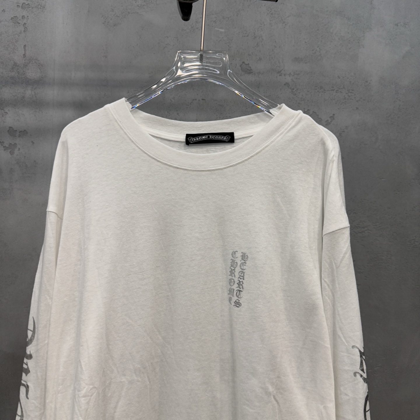 クロムハーツ シルバーフォイルプリント ウォッシュド ロングスリーブTシャツ ホワイト 詳細画像 3