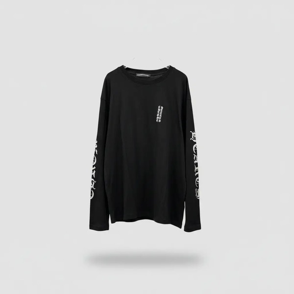 クロムハーツ シルバーフォイルプリント ウォッシュド ロングスリーブTシャツ ブラック